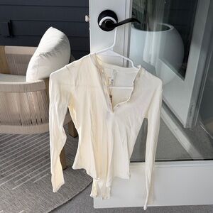 SKIMS Cream Button Down Long Sleeve Top
